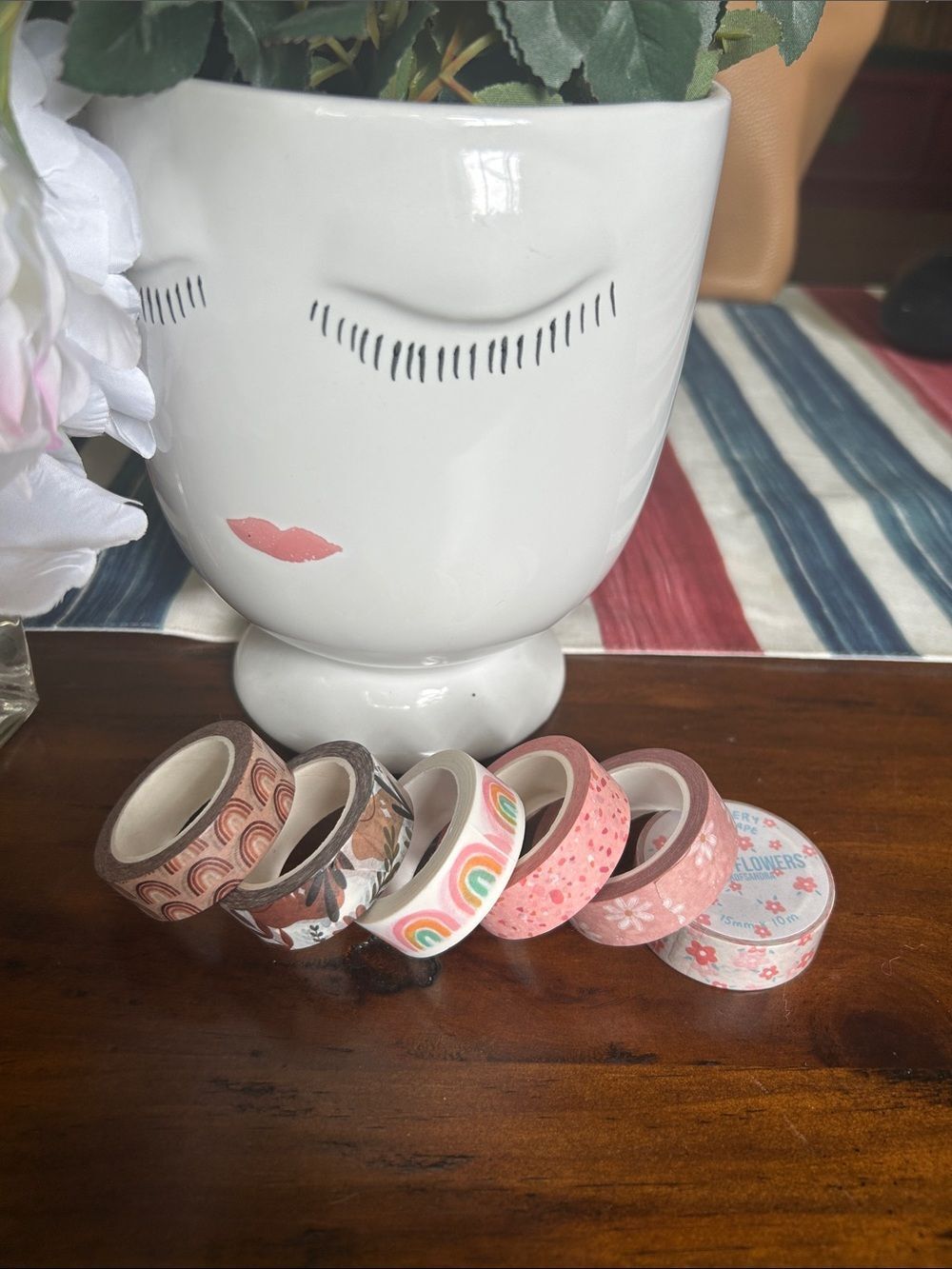 Assorted Pink & Peach Decorative Washi Tape Set bundle 6 items like new